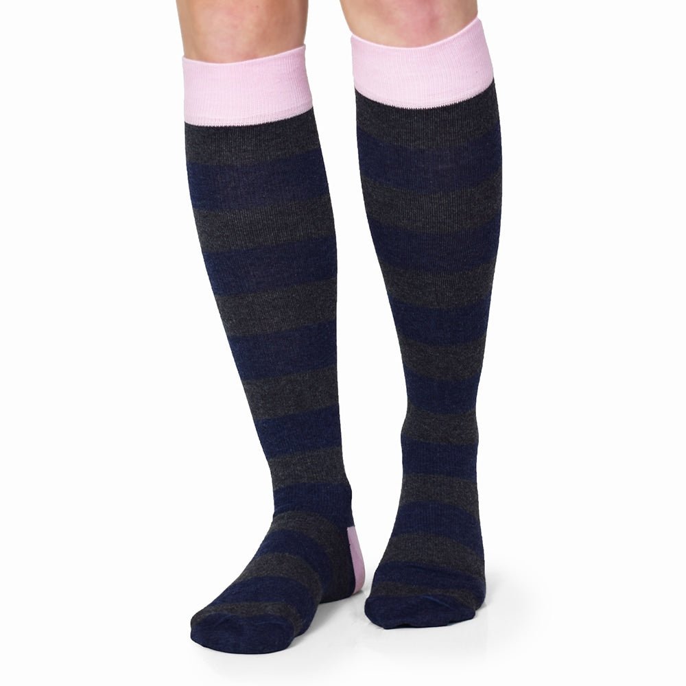Produktbild 3 - Minfot Stödstrumpor Bomull Eco Stripe Pink