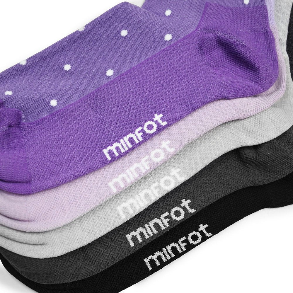 Produktbild 8 - Minfot Støttestrømper bomuld Eco Prikketa Viola 5-pak