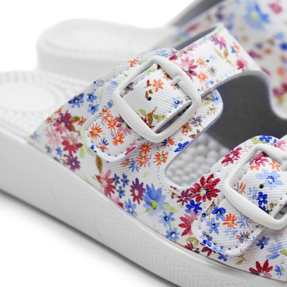 Minfot Massage Sandaler Blomster Hvid