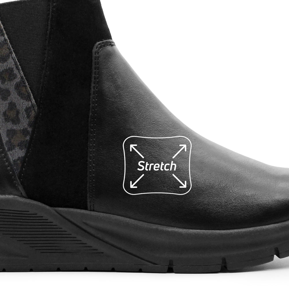 Minfot Zon Chelsea Boots med zip Stretch Læder Sort Leopard