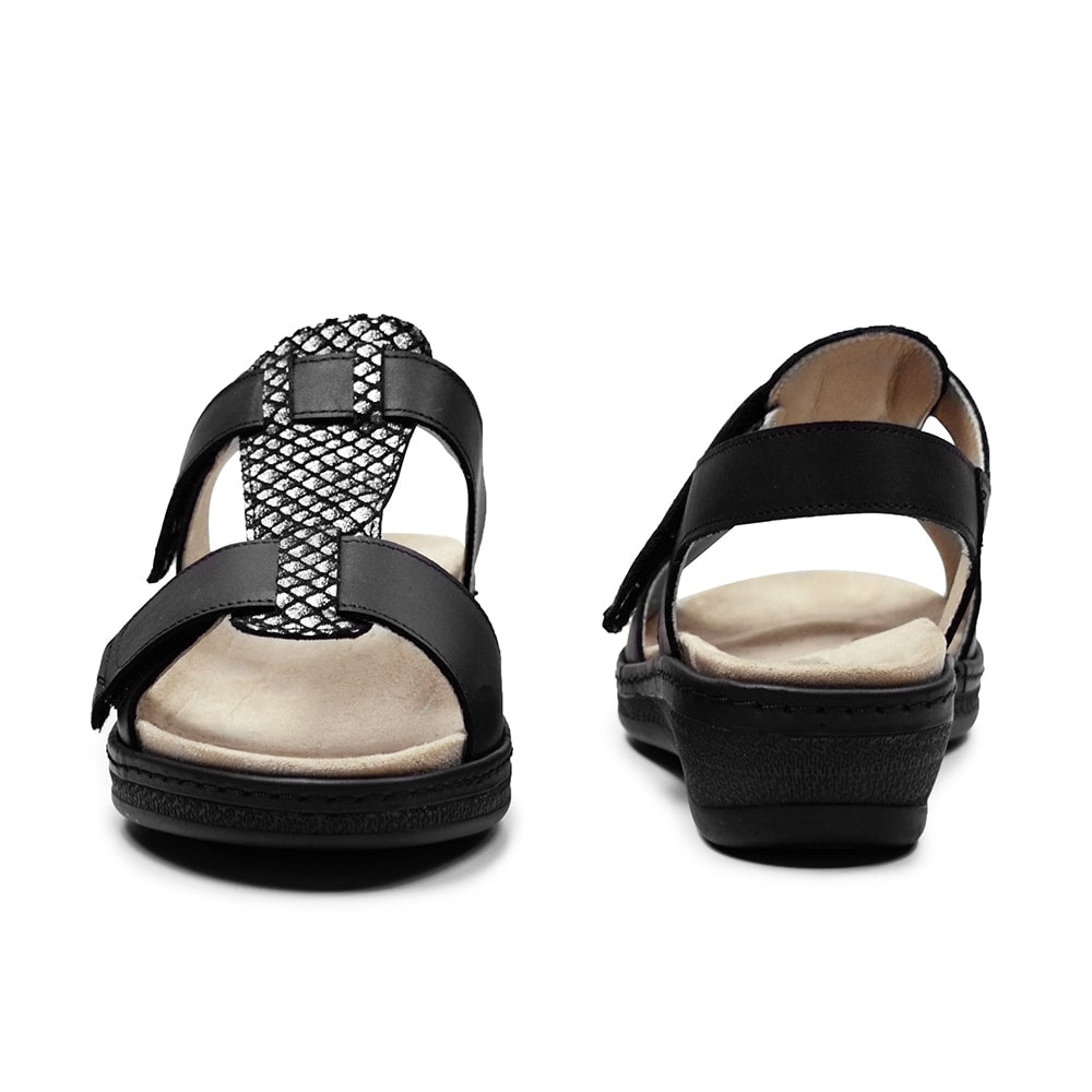 Suave Ekstra Bred Sandal Læder Marilyn Sort