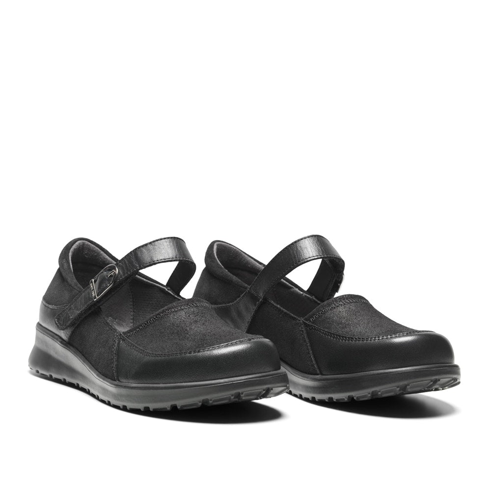 New Feet Hanne Extra Brede Sko Ballerina Stretch Dame Sort