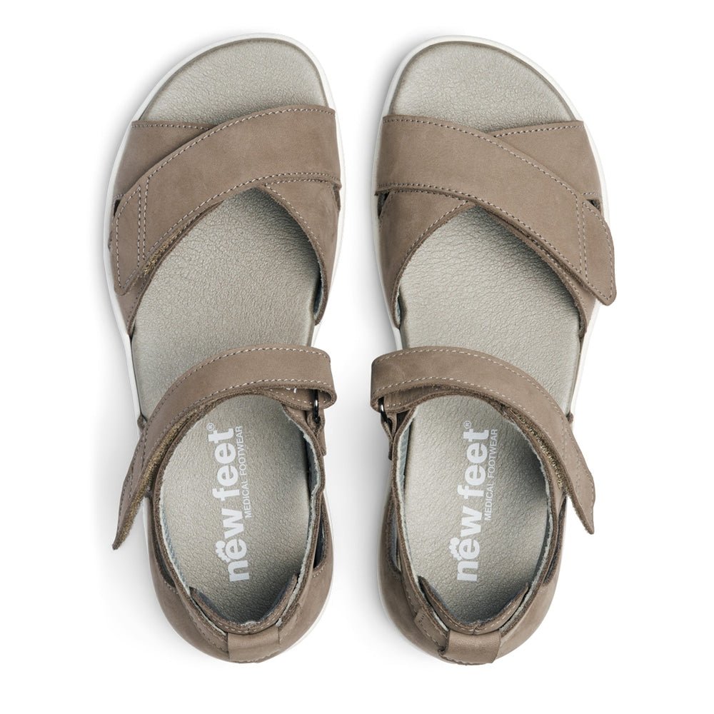 Produktbild 4 - New Feet Saga Extra Breda Sandaler Hälkappa Kardborre Dam Sand