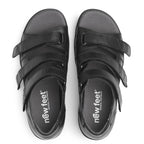 New Feet Astrid Brede Sandaler Hælkappe Velcro Dame Sort