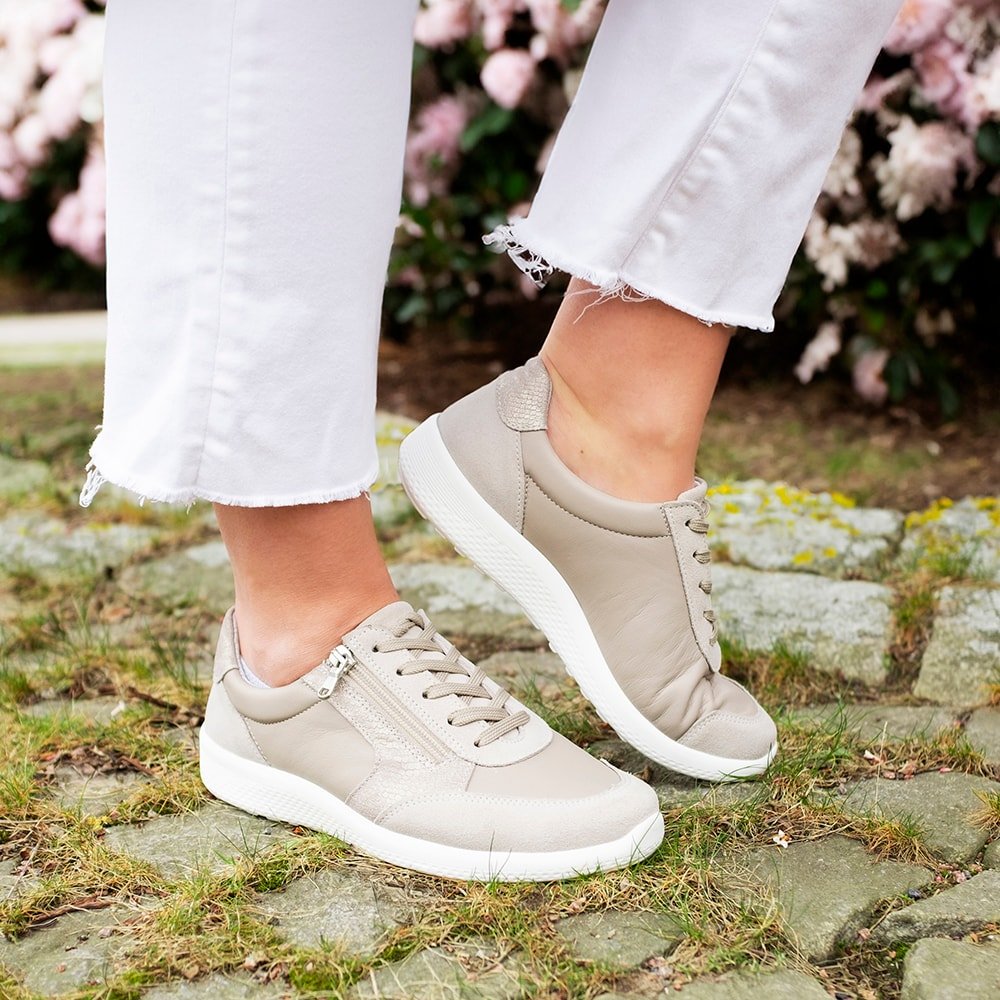 Produktbild 17 - Minfot Way Sneaker Bred Stretch Zip Beige