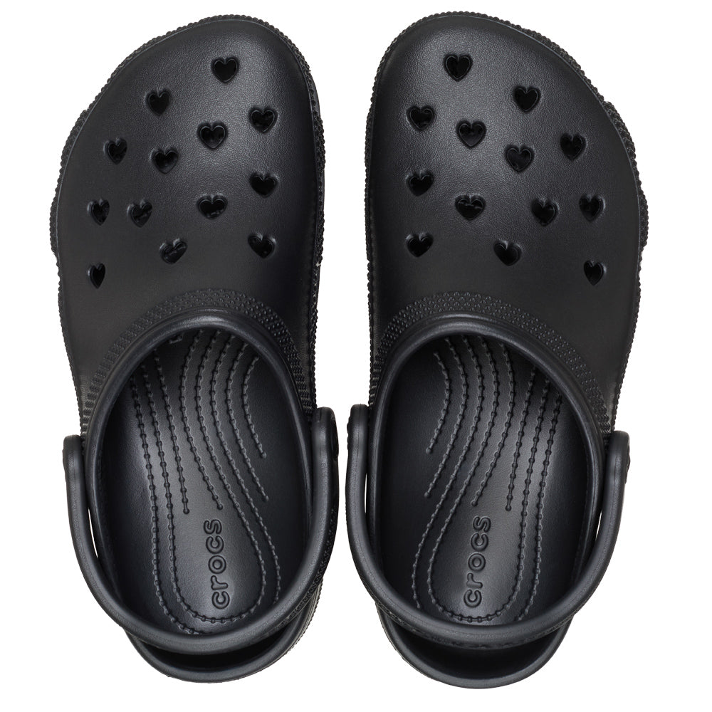 Crocs Classic Clog Hearts Cut Out Black