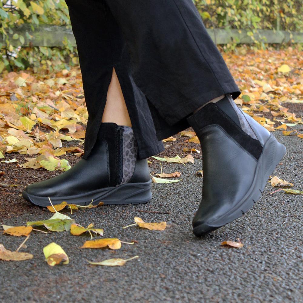 Produktbild 14 - Minfot Zon Chelsea Boots med zip Stretch Læder Sort Leopard