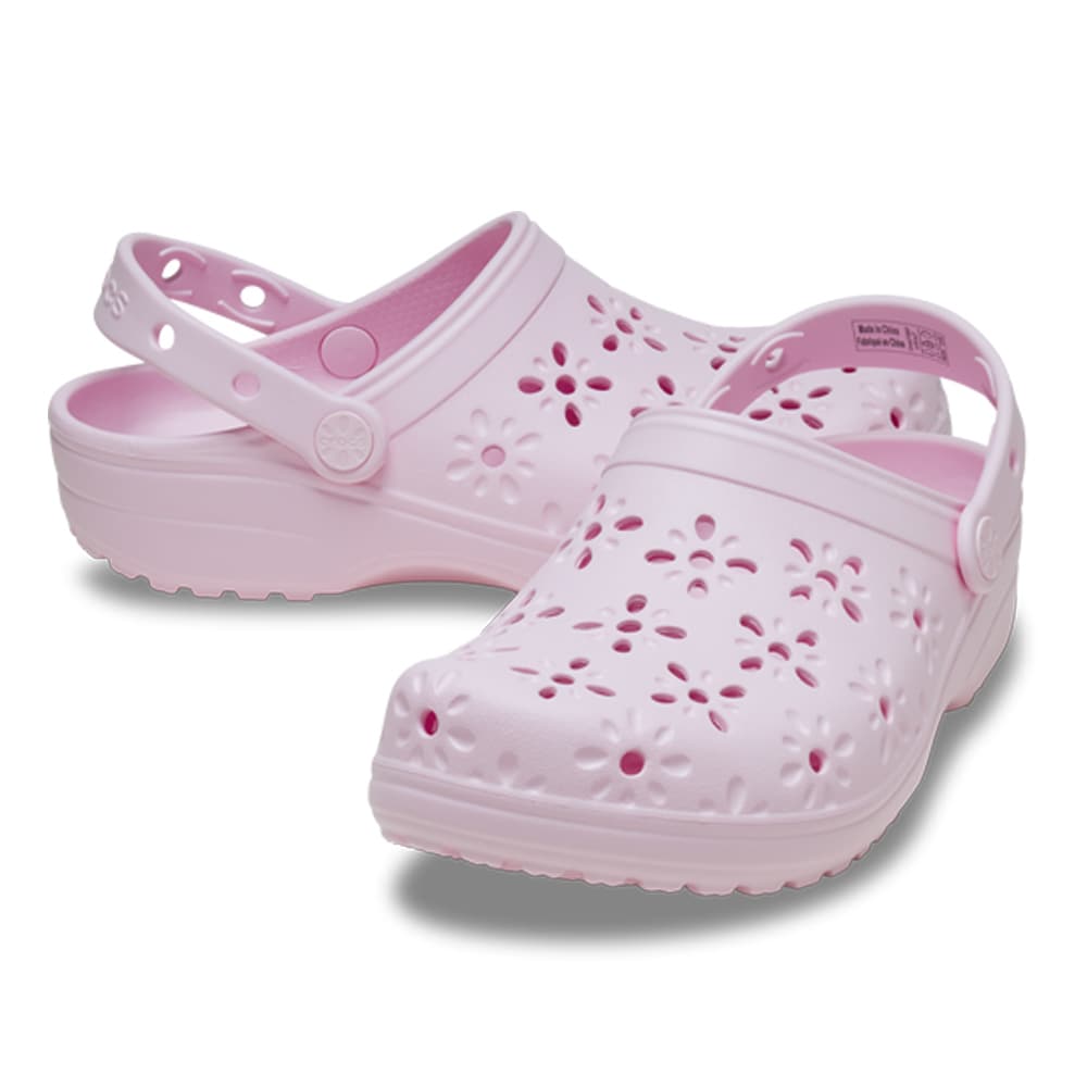 Crocs Classic Clog Floral Cut Out Pink Milk