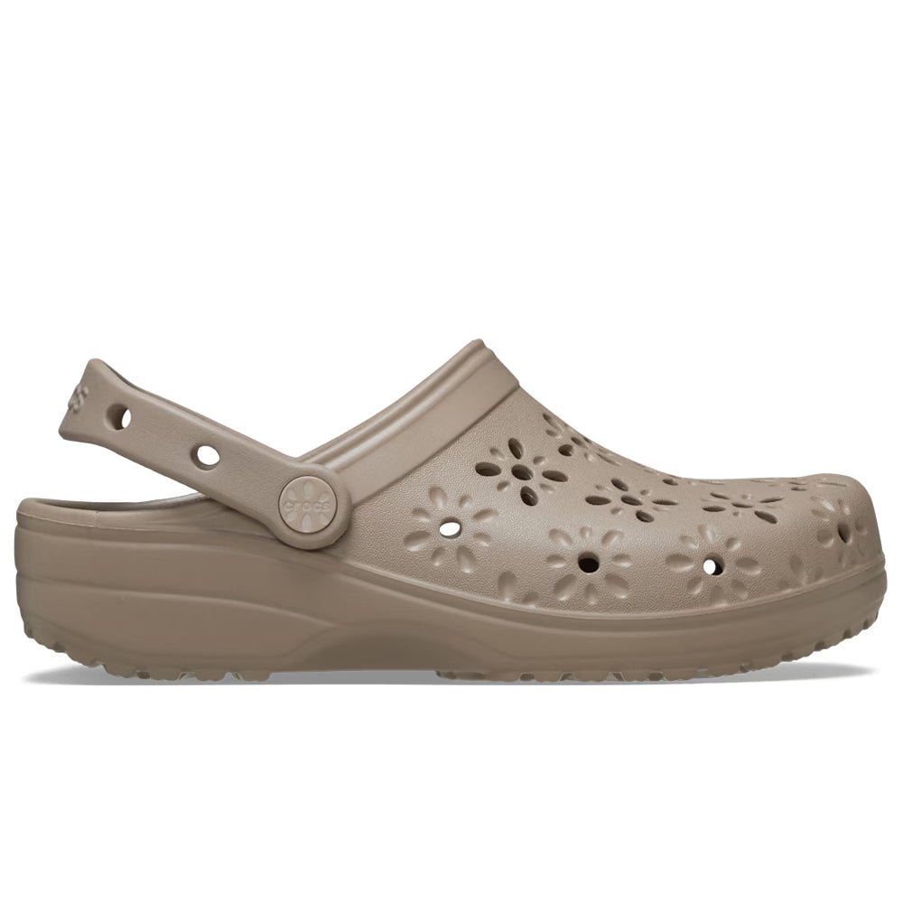 Crocs Classic Clog Floral Cut Out Taupe