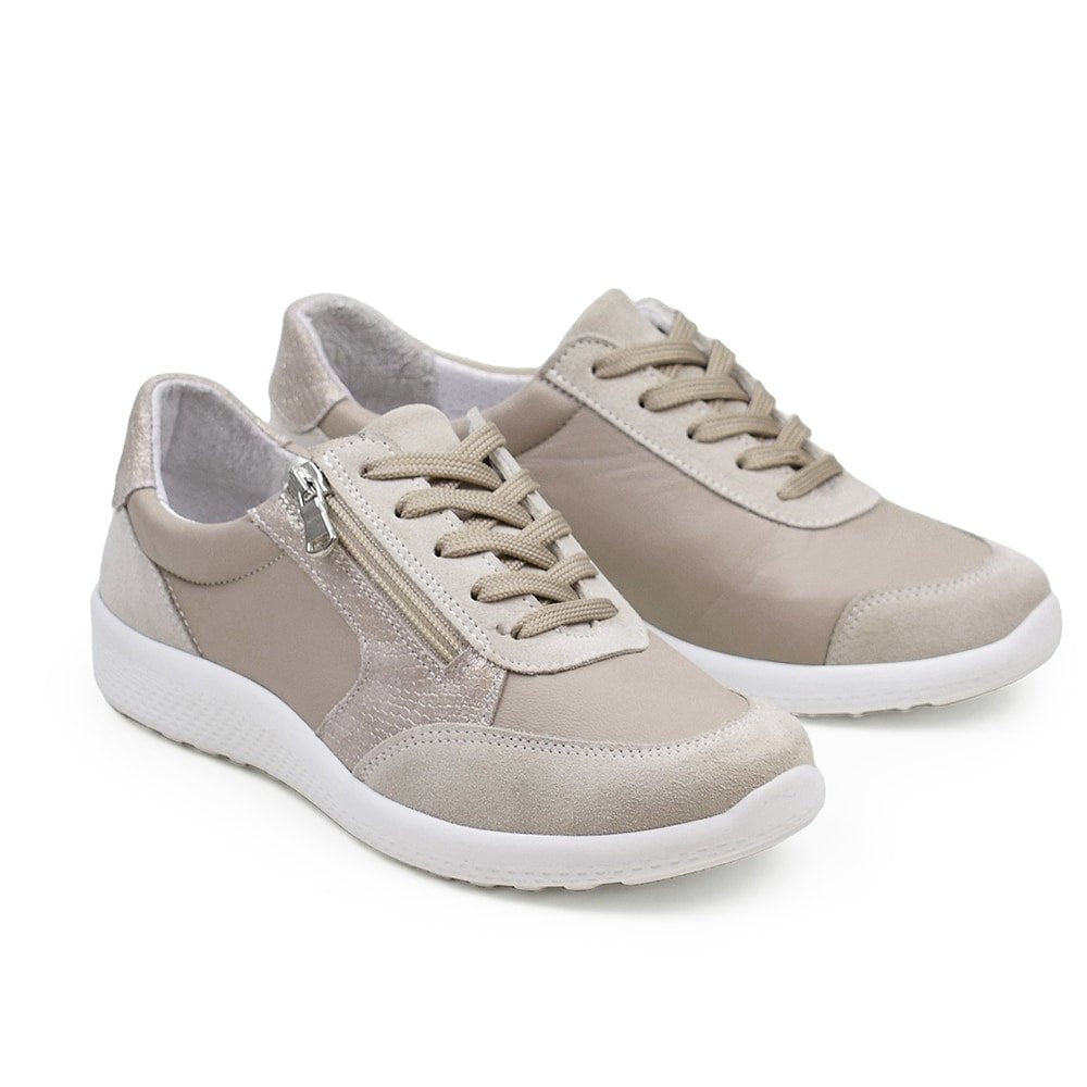 Produktbild 7 - Minfot Way Sneaker Bred Stretch Zip Beige