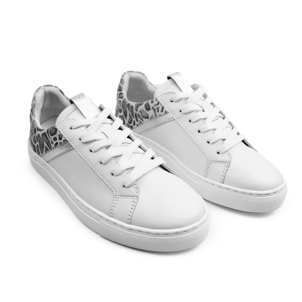 Minfot Comfort Sneakers Skinn Leopard Hvid