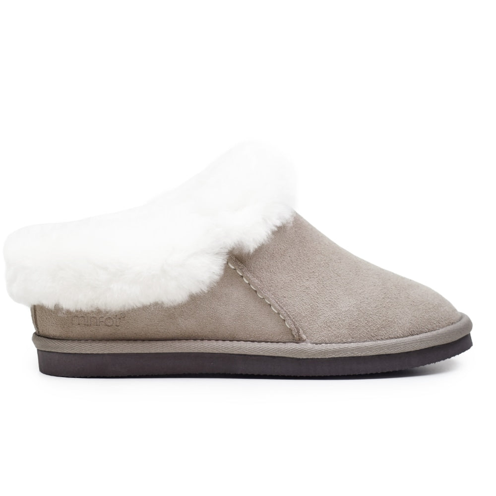 Minfot Hjemmesko Fåreskind Bergen med Sål Taupe
