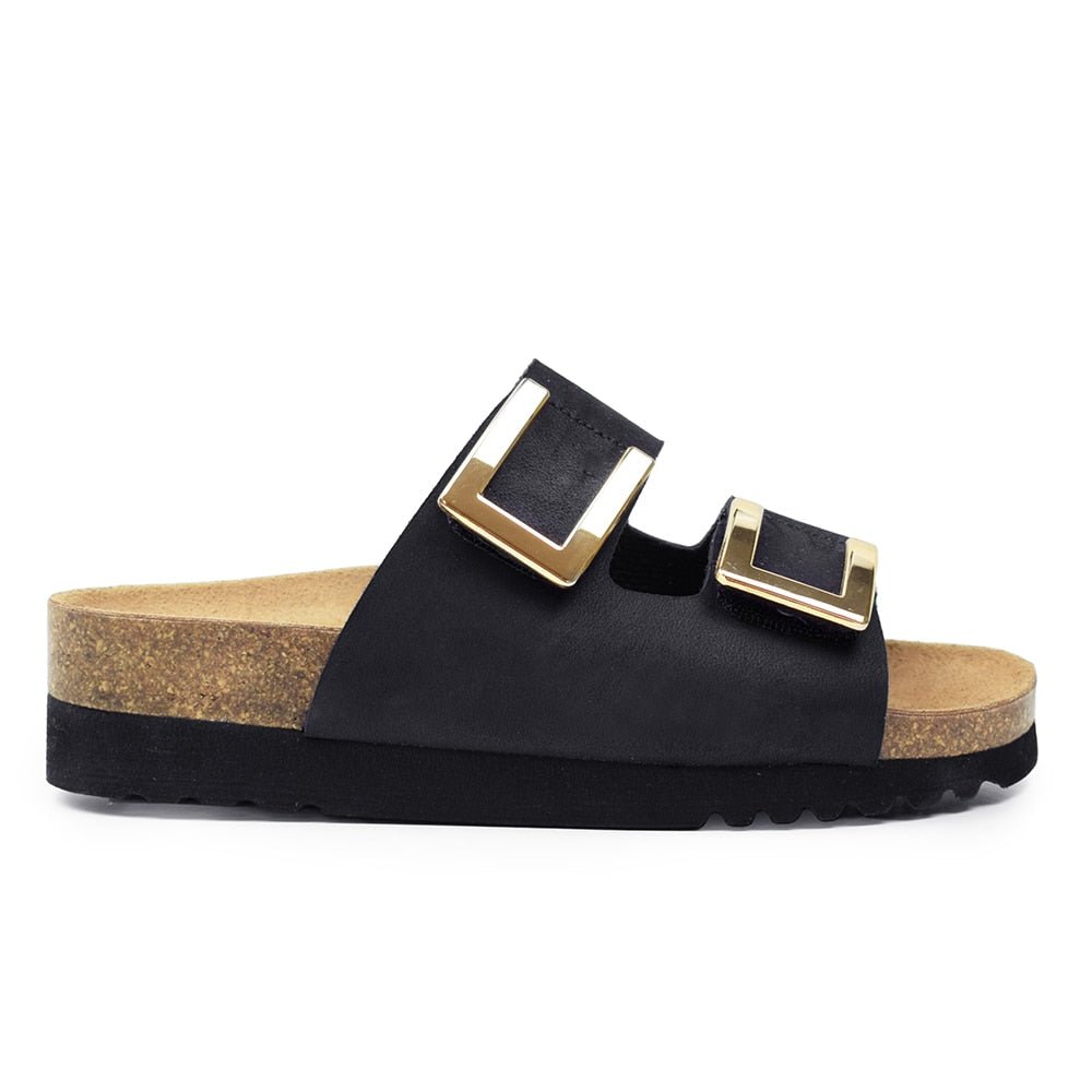 Scholl Monterey Sandaler Dame Sort Guld