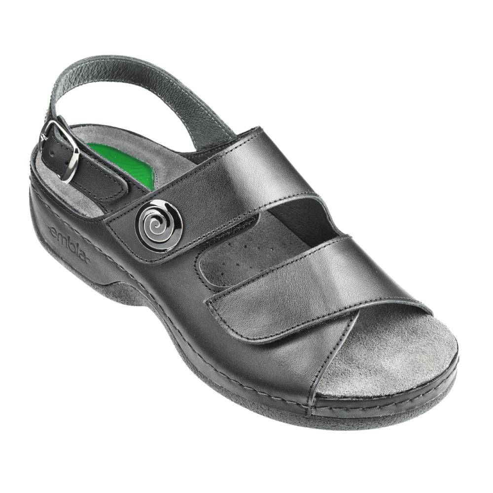 Embla Hälsoskor Damesandal Ergoflex Gel Hælrem Sort