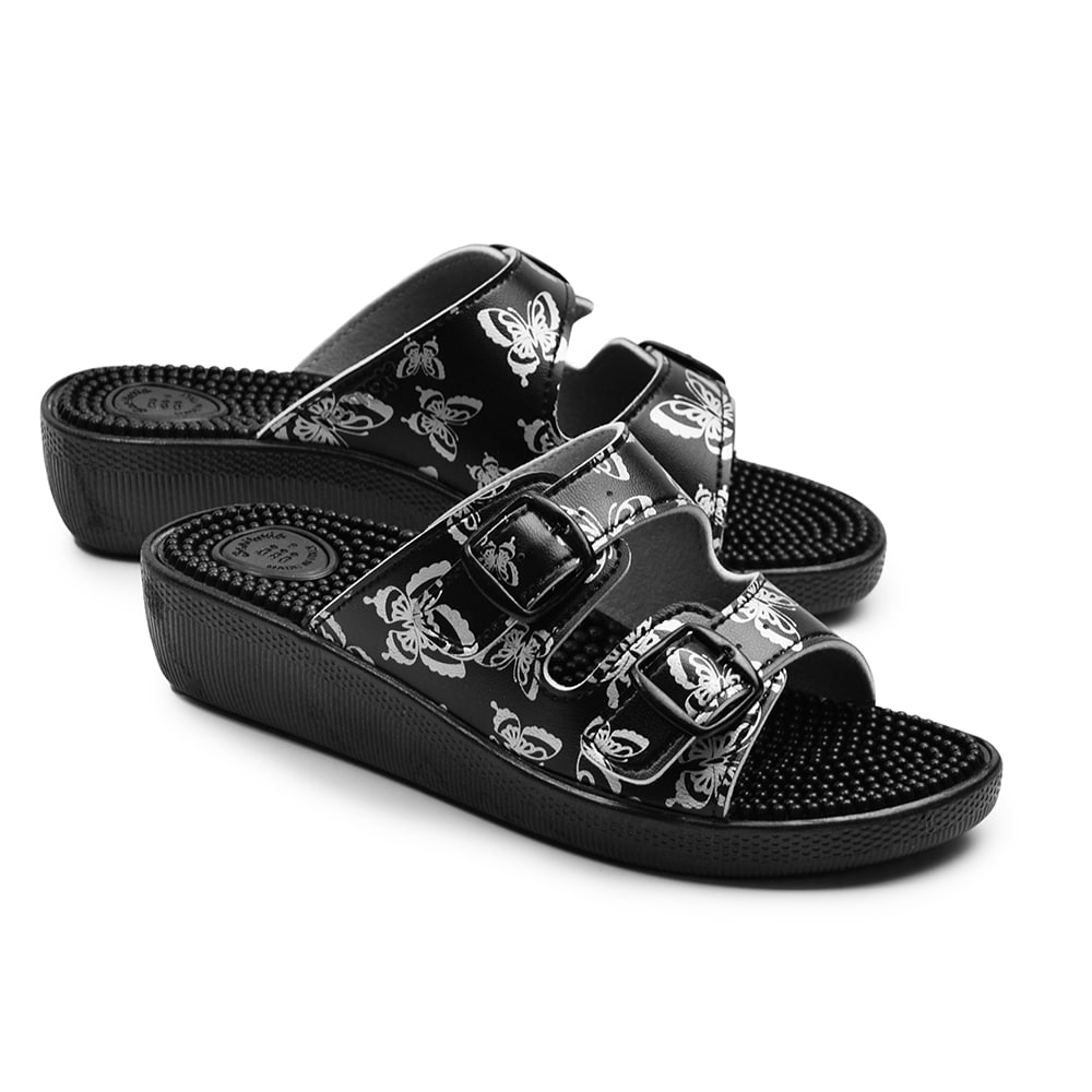 Minfot Massage Sandaler Fjäril Sort