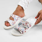 Minfot Massage Sandaler Blomster Hvid
