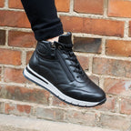 Minfot Pim Høy Sneaker Dame Bred Skinn Sort