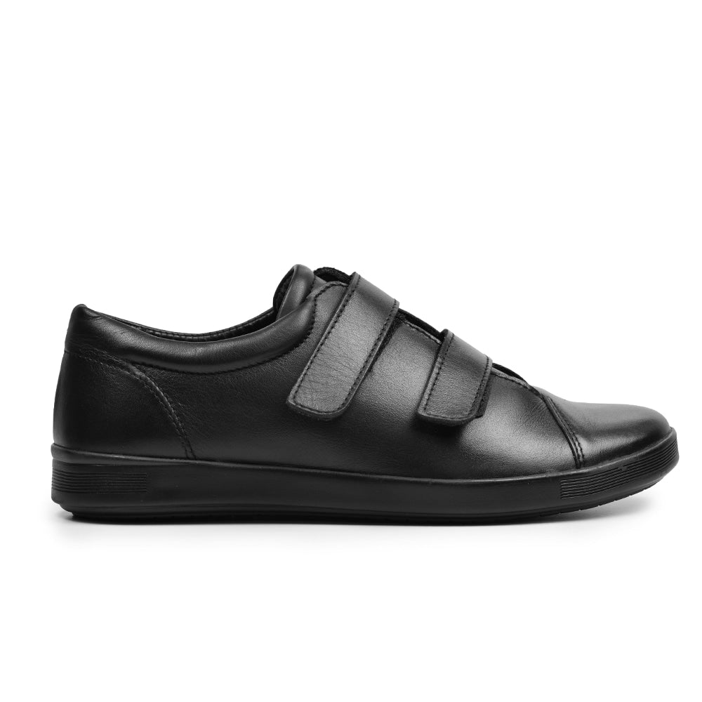 Minfot Aveny Skinn Sneaker Dame Velcroband Sort