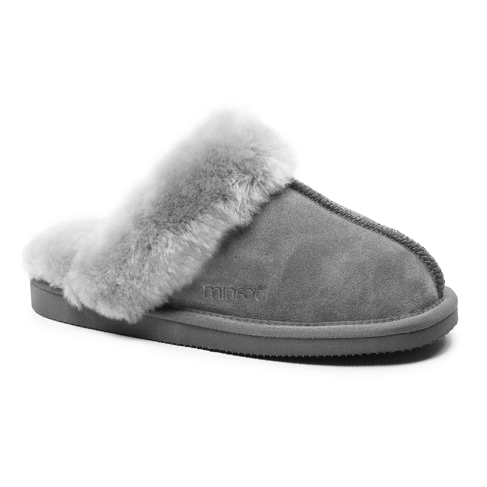 Minfot Fårskinnstofflor Slip-on Duved med sula Ljusgrå