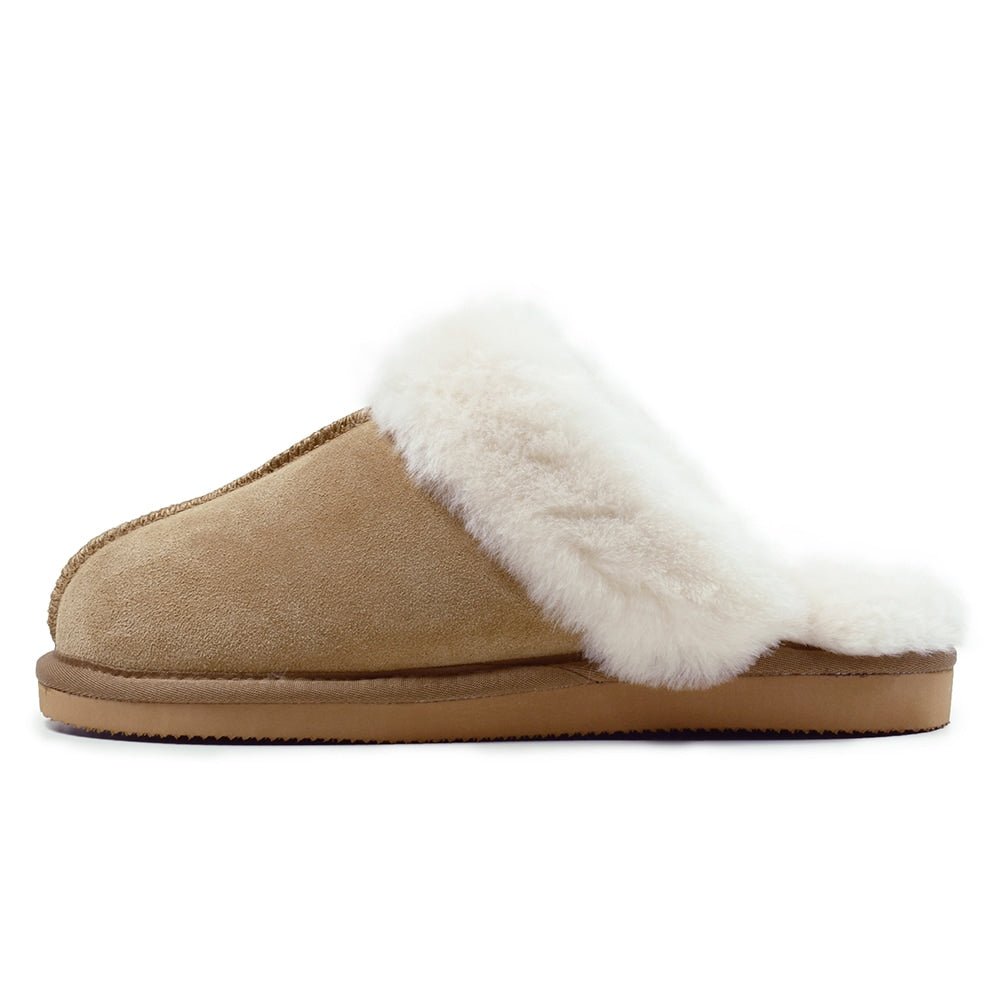 Produktbild 5 - Minfot Fårskinnstofflor Slip-On Duved med sula Chestnut