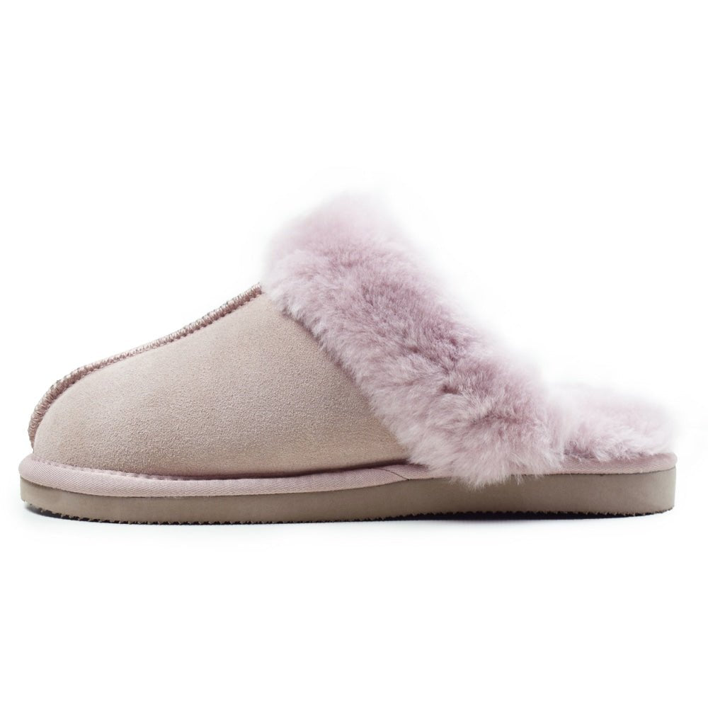 Produktbild 4 - Minfot Fårskinnstofflor Slip-on Duved med sula Rosa