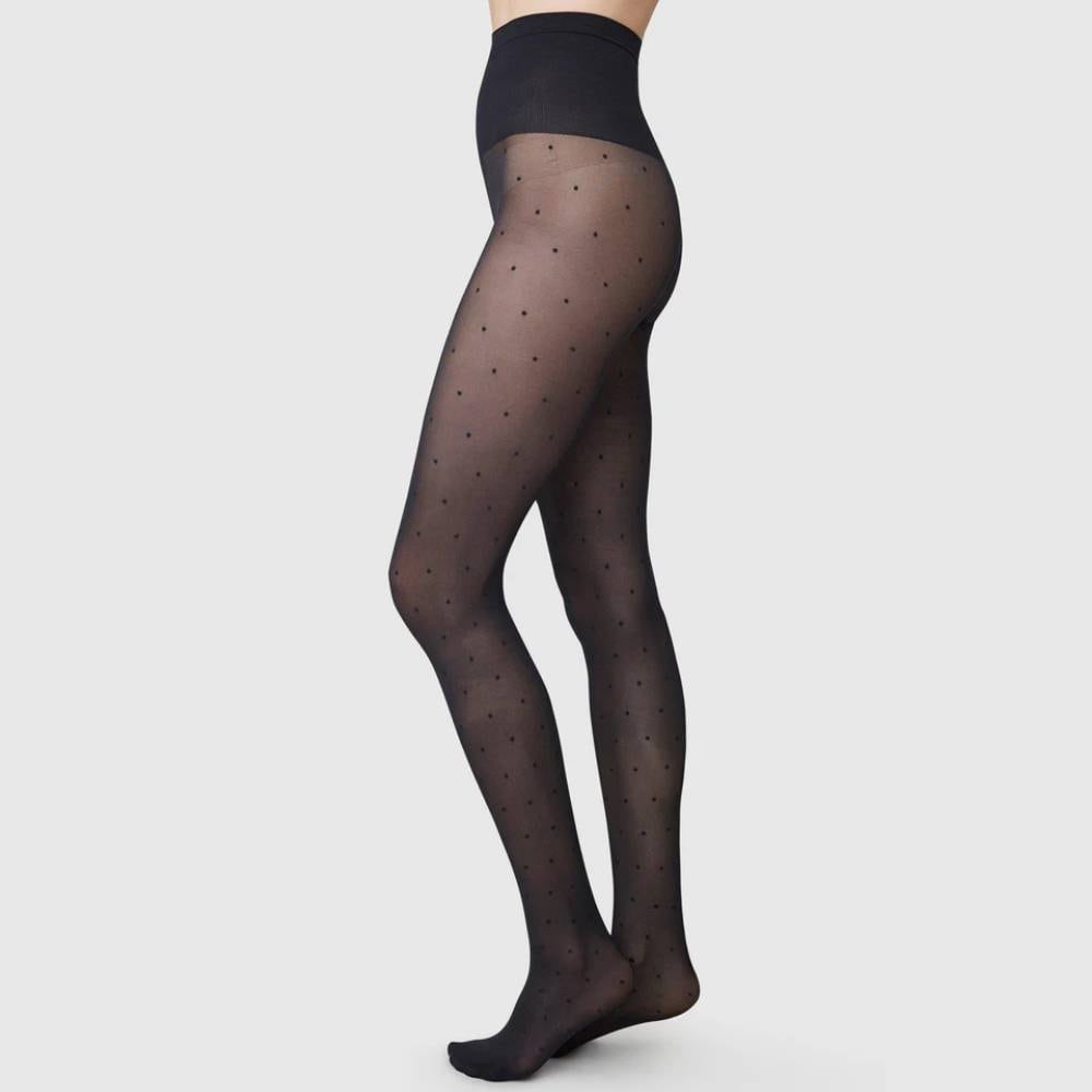 Swedish Stockings Strømpebukser Doris Dots Prikket 40 DEN Sort
