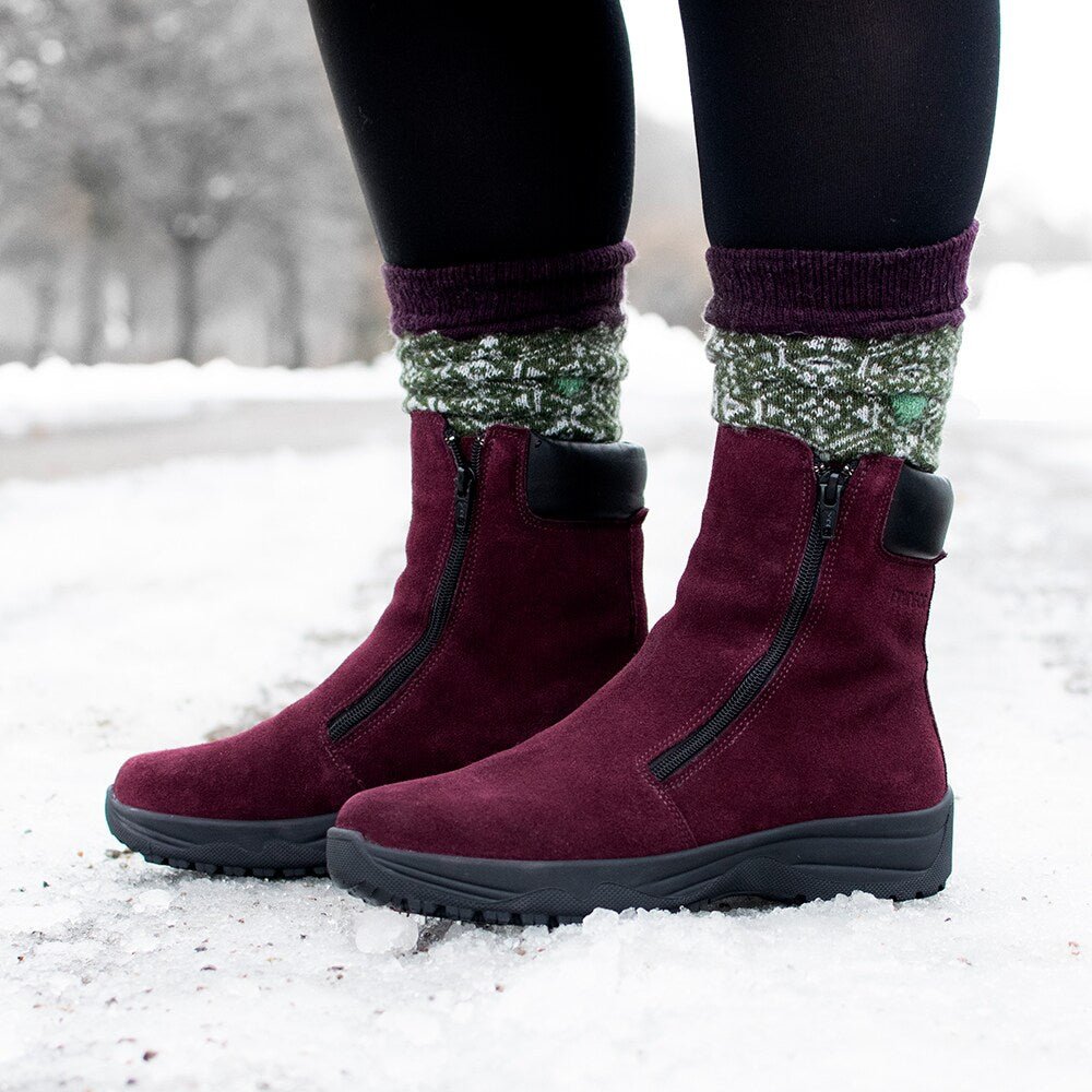 Minfot Pigsko Boden Ruskind Uld Bordeaux