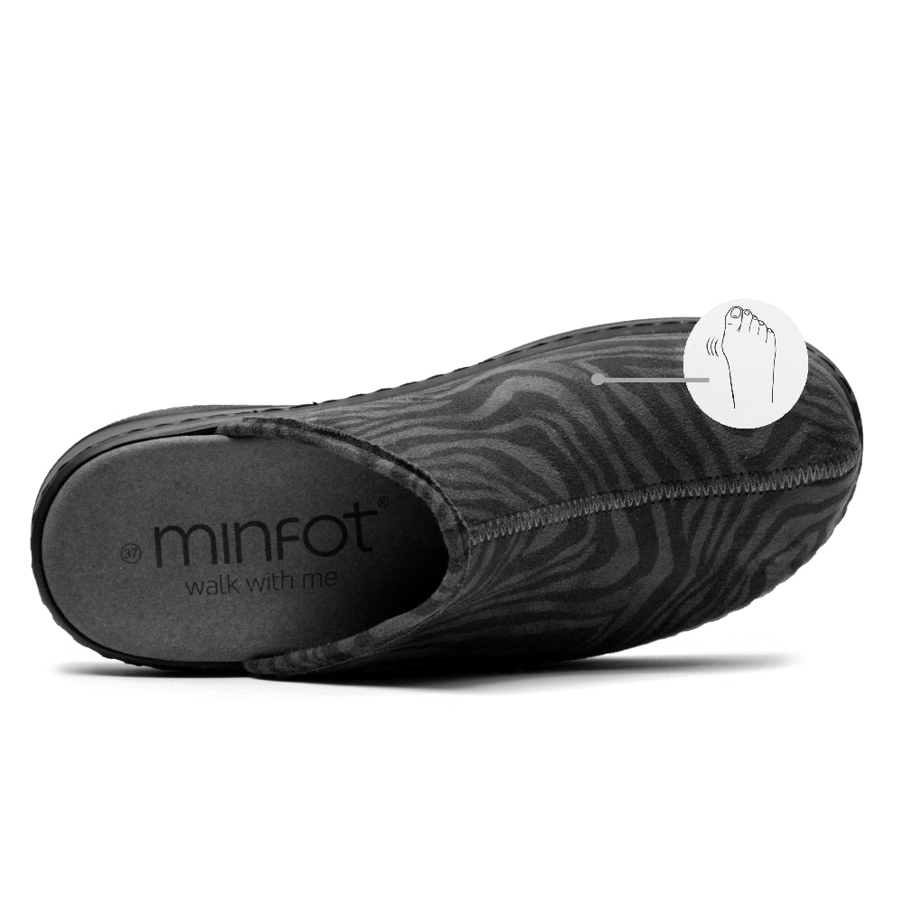 Minfot Hjemmesko Stretch Dame Zebra Sort