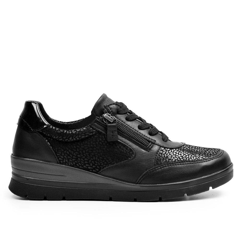 Produktbild 3 - Minfot Elin Stretch Bred Skocons Dragkedje Læder Sort
