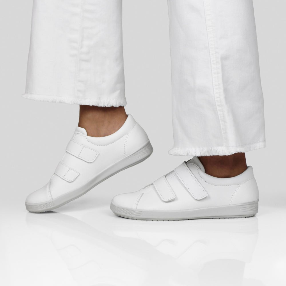 Minfot Aveny Skinn Sneaker med Velcro Hvid