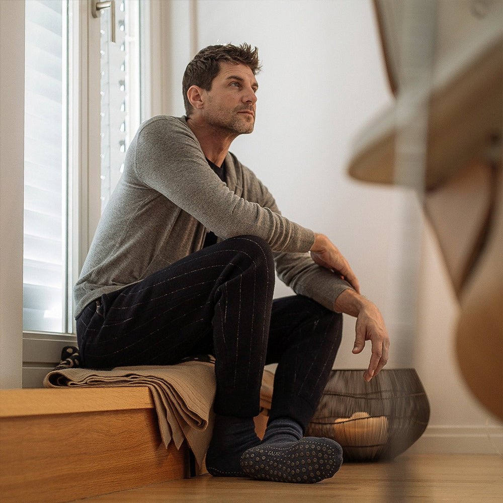 Falke Cosyshoe Slippers Herre Uld Mørkblå