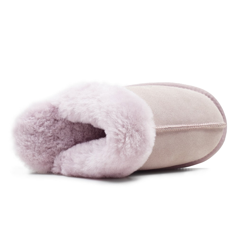 Produktbild 5 - Minfot Fårskinnstofflor Slip-on Duved med sula Rosa