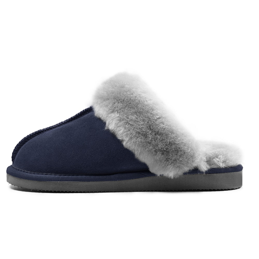 Produktbild 6 - Minfot Fårskinnstofflor Slip-on Duved med sula Blå