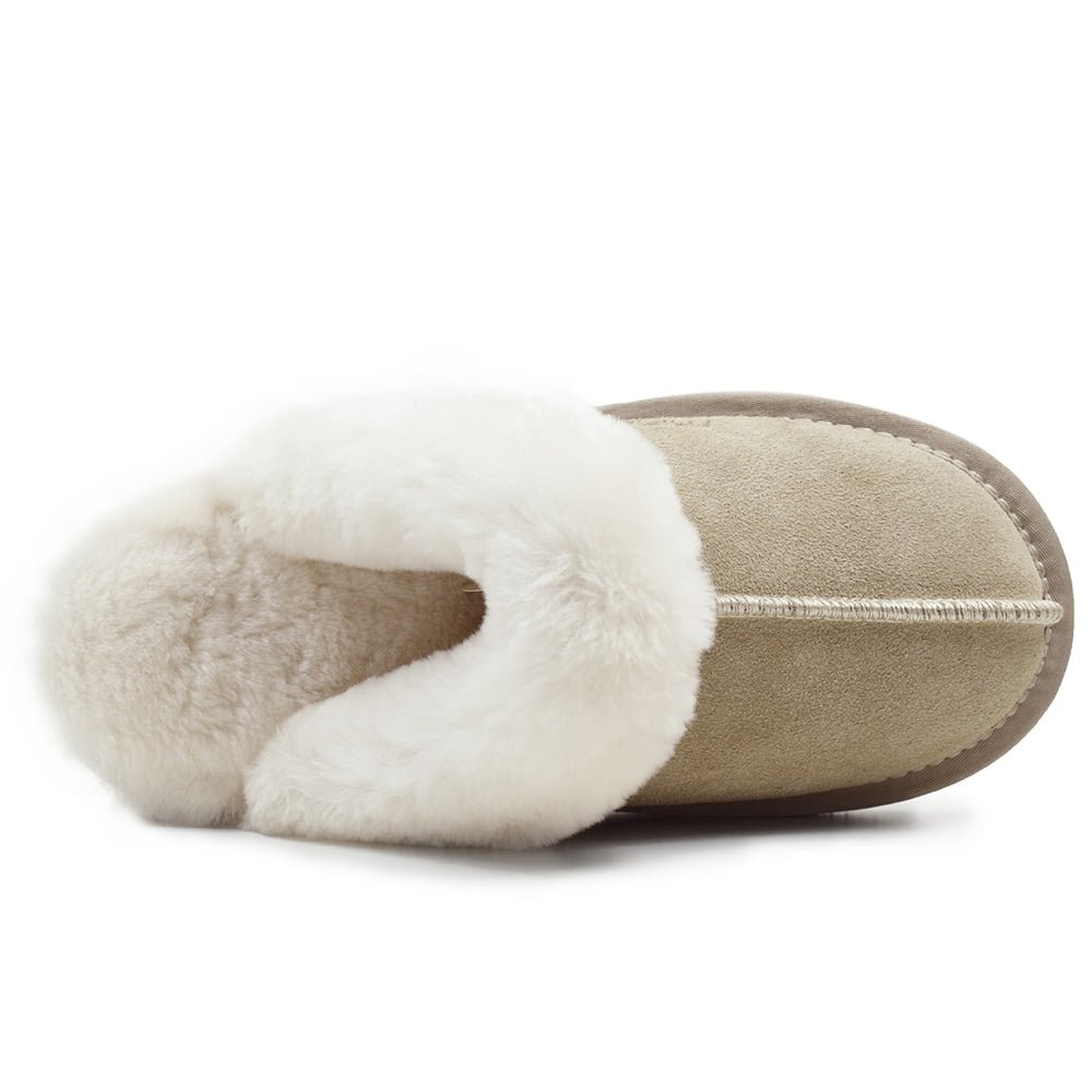 Produktbild 6 - Minfot Fårskinnstofflor Slip-On Duved med sula Beige