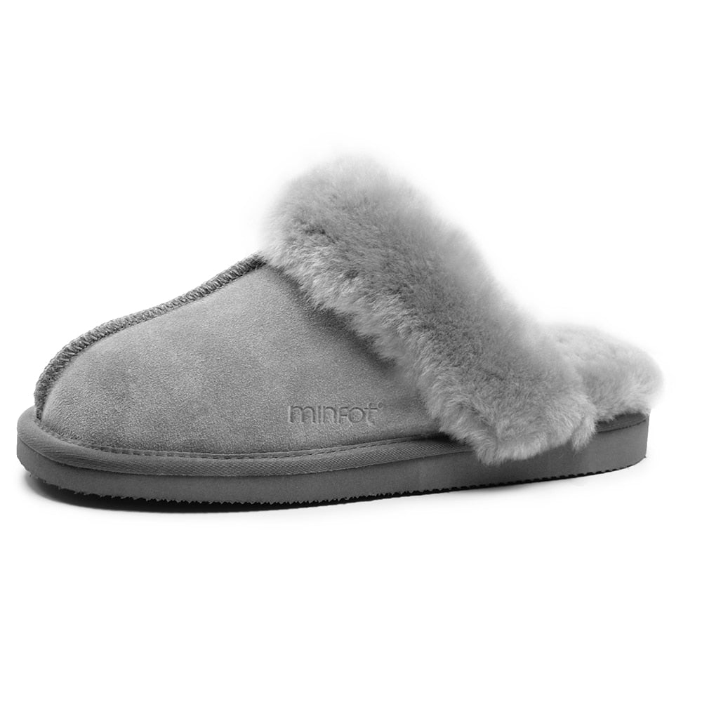 Minfot Hjemmesko Fåreskind Slip-on Duved med sål Lysegrå