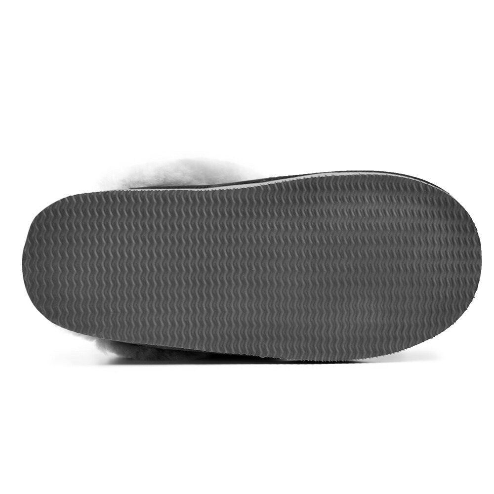 Minfot Hjemmesko Fåreskind Slip-on Duved med sål Sort