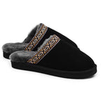 Minfot Fåreskind Hjemmesko Slip-on Myre med Sål Sort