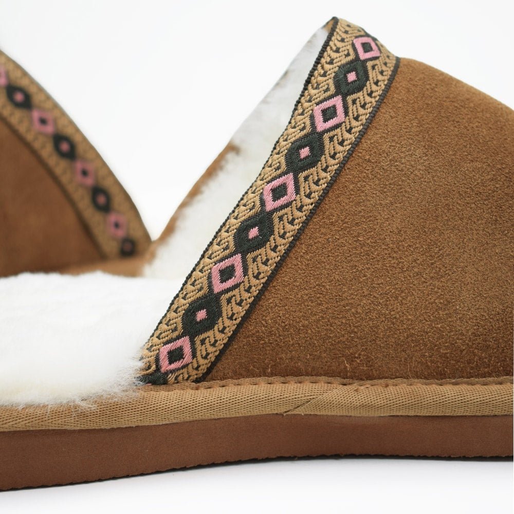 Minfot Fåreskind Hjemmesko Slip-on Myre med Sål Chestnut