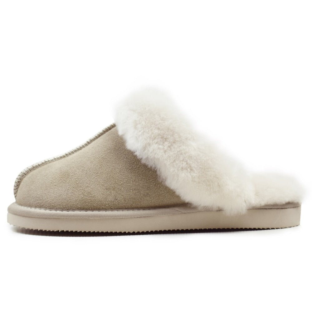 Produktbild 5 - Minfot Fårskinnstofflor Slip-On Duved med sula Beige