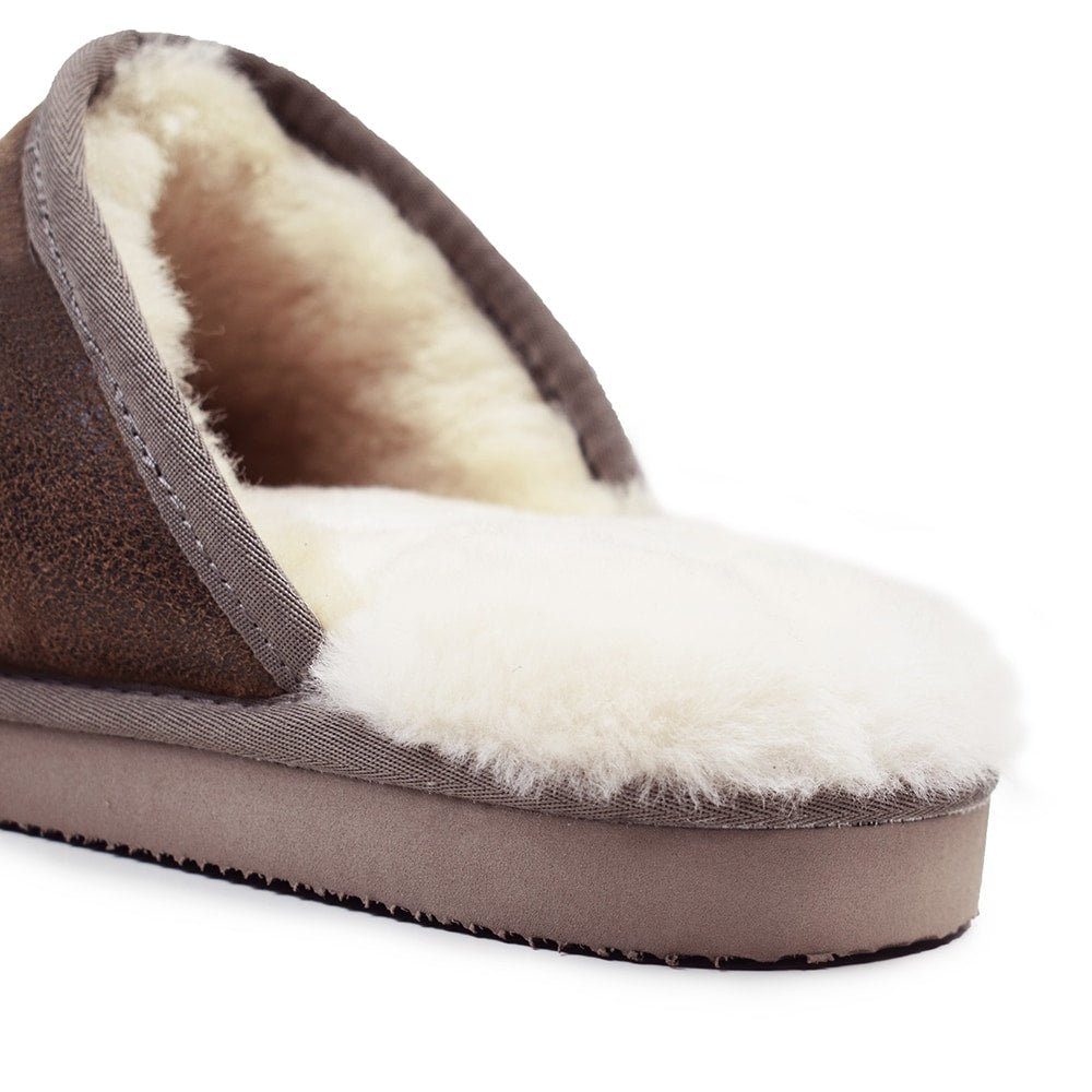 Minfot Hjemmesko Fåreskind Slip-on Orust med sål Waxed Stone