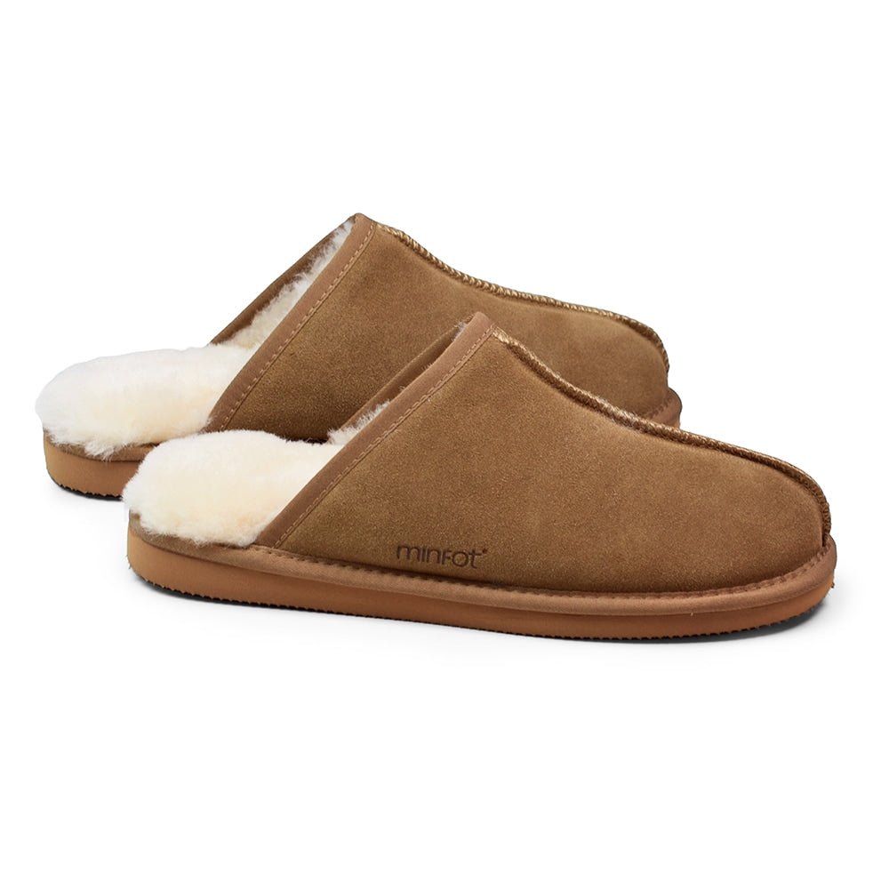 Minfot Hjemmesko Fåreskind Slip-on Orust med sål Chestnut