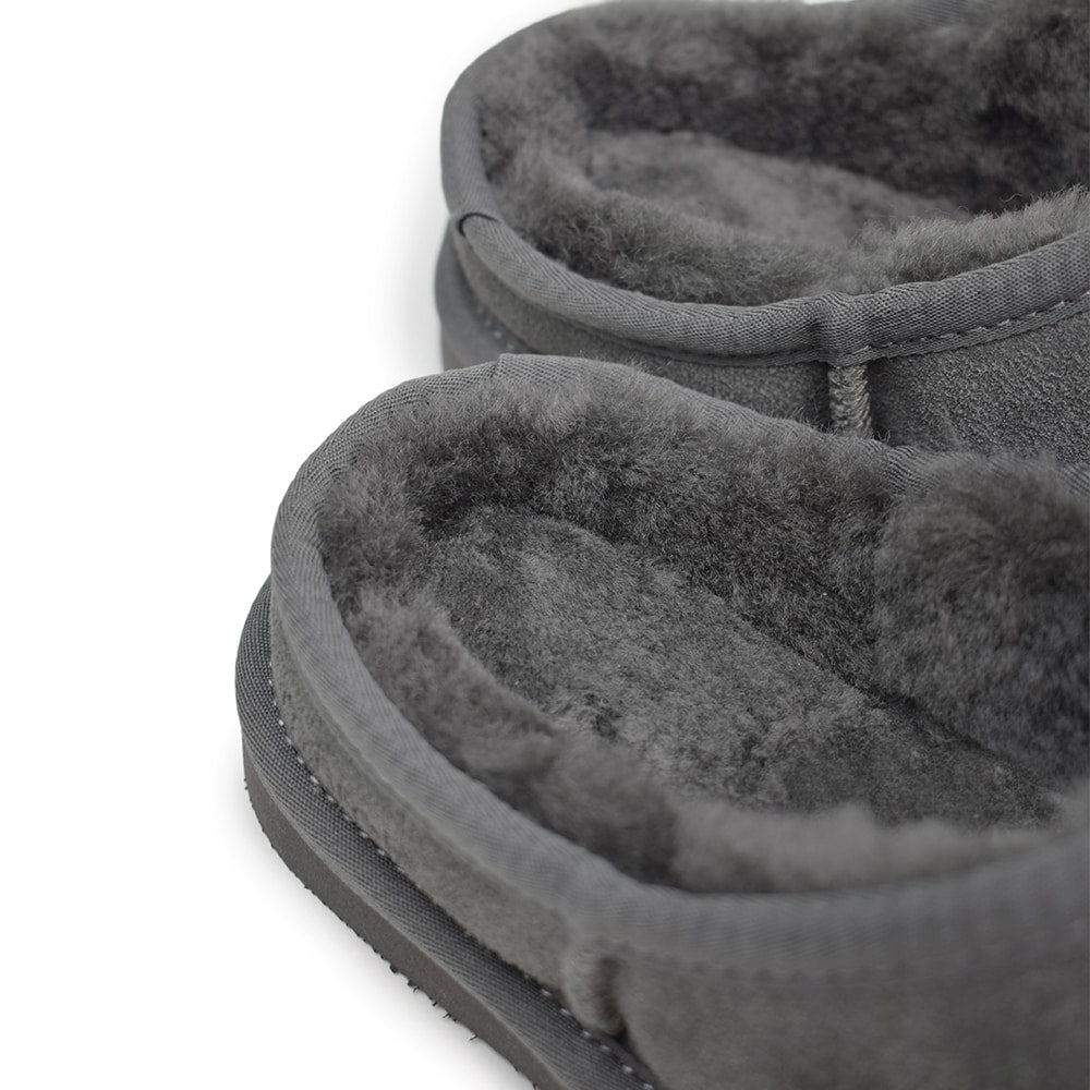 Minfot Hjemmesko Fåreskind Vejle med sål Grå