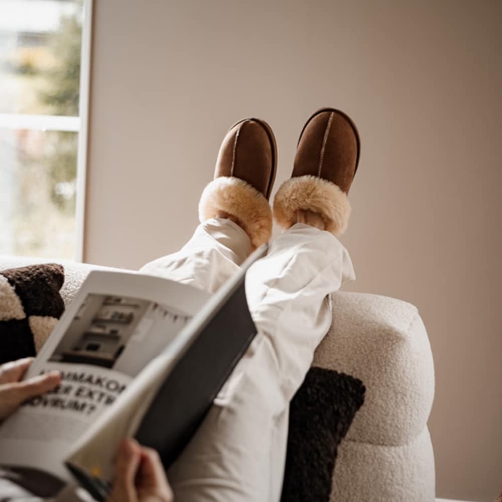 Shepherd Jessica Hjemmesko Fåreskind Chestnut