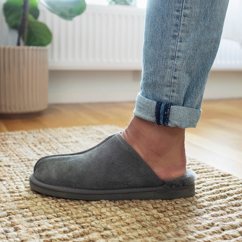 Produktbild 9 - Minfot Fårskinnstofflor Slip-on Orust med sula Grå