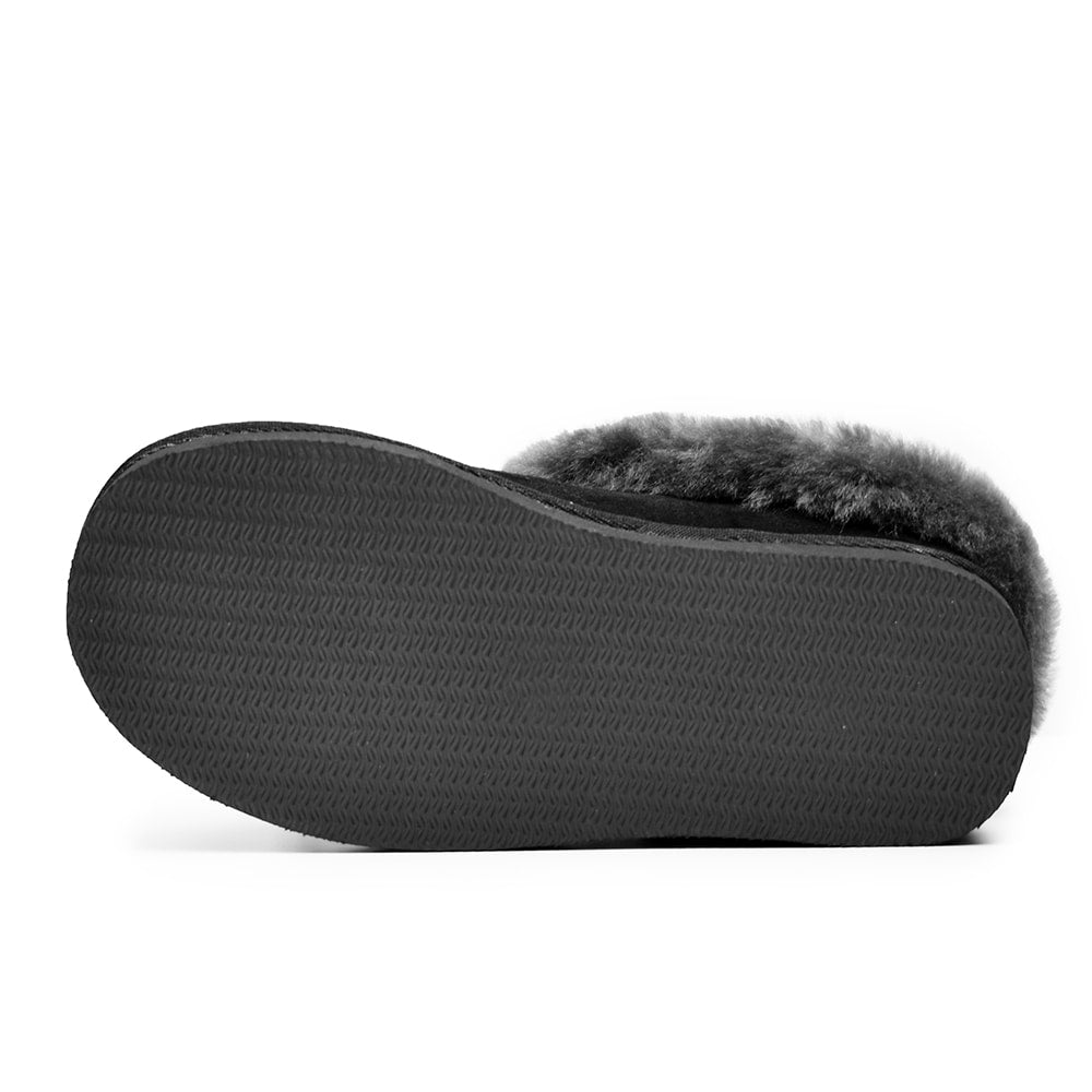 Minfot Hjemmesko Fåreskind Bergen med Sål Sort