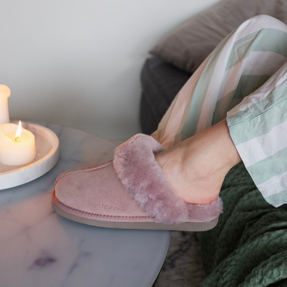 Minfot Hjemmesko Fåreskind Slip-on Duved med sål Rosa