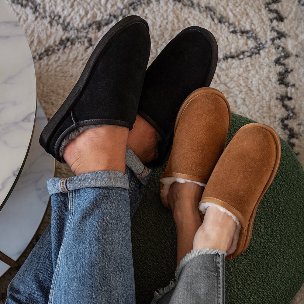 Minfot Hjemmesko Fåreskind Vejle med sål Sort