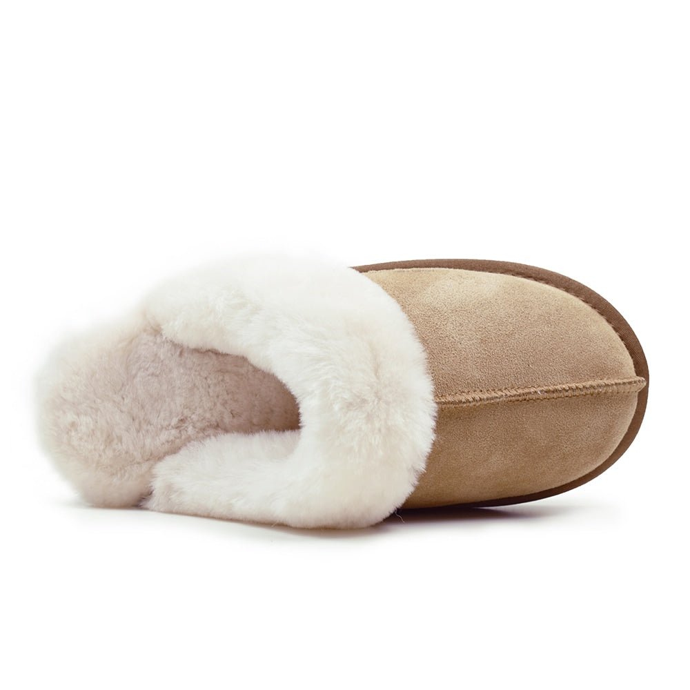 Produktbild 4 - Minfot Fårskinnstofflor Slip-On Duved med sula Chestnut