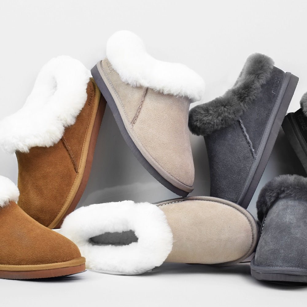 Minfot Hjemmesko Fåreskind Bergen med Sål Taupe