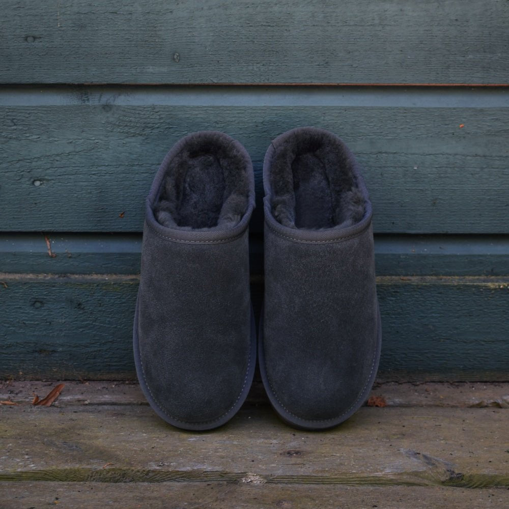 Minfot Hjemmesko Fåreskind Vejle med sål Grå